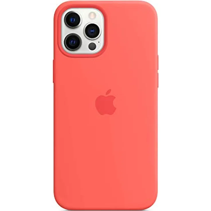 Apple MHL93ZM/A Silikon Case mit MagSafe, geeignet für Apple iPhone 12 Pro Max, Handy-Schutzhülle, Zitruspink – Bild 2