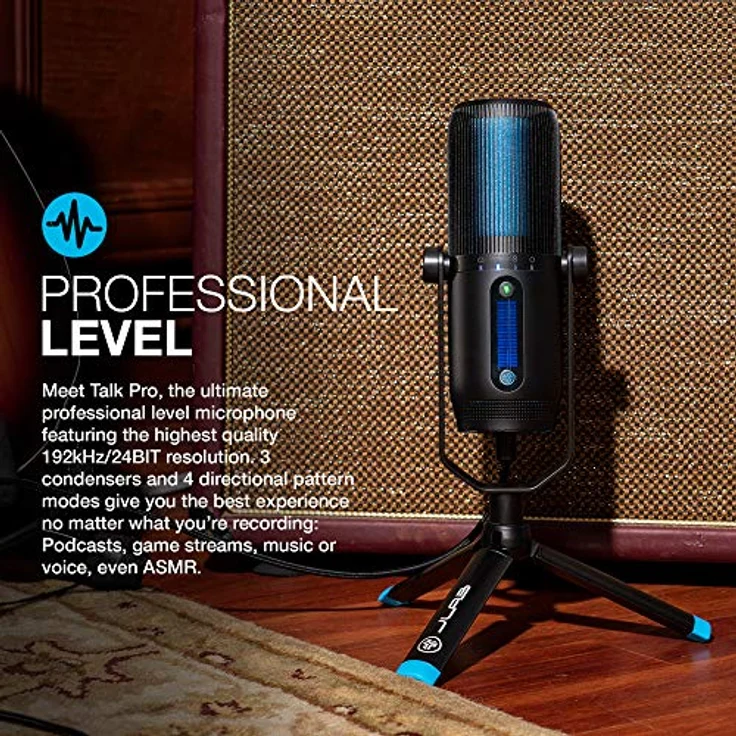 JLab Audio Talk Pro USB Mikrofon PC Plug und Play Professionelle Auflösung in Studioqualität, 4 Richtcharakteristiken, Lautstärkeregelung, Stummschaltung – Streaming Mikrofon, Podcast – Bild 2