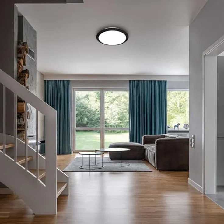 BRILONER Deckenlampe für das Bad, LED Deckenleuchte in Schwarz, neutralweiße Lichtfarbe, IP44 Spritzwasserschutz, 310x65mm – Bild 4