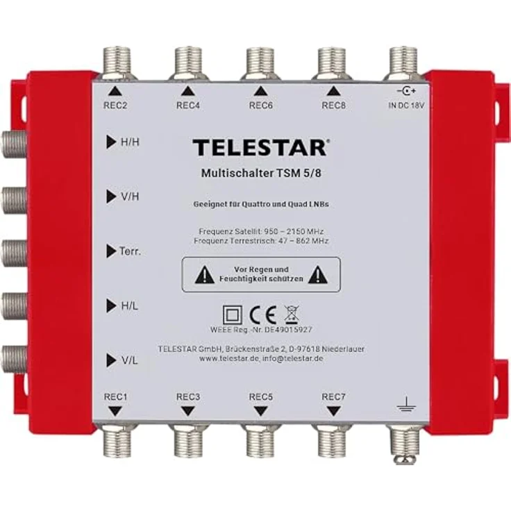 TELESTAR TSM 5/8, Multischalter für 1 Satellit, 8 Teilnehmer, hohe Signalqualität, kompakt und leicht – Bild 1
