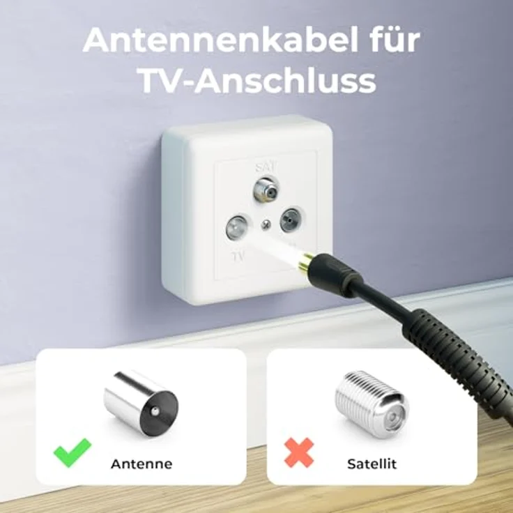 deleyCON 3,0m TV Antennenkabel (IEC-Stecker auf IEC-Kupplung), Koaxial Kabel mit 4-fach Schirmung, 2x Ferritkern und Mantelstromfilter für DVB-T/T2, DAB, schwarz – Bild 4