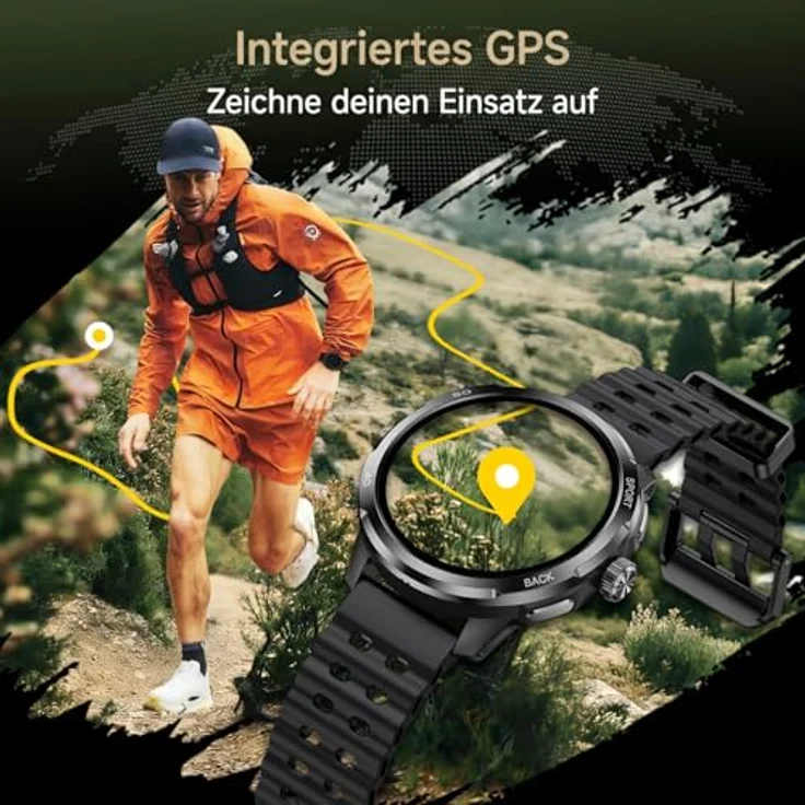 Ulefone Armor Watch Pro, Militärisch wasserdichte Smartwatch für Herren mit GPS, Bluetooth Anrufen, 100+ Sportmodi, 24/7 Herzfrequenzmonitor und Schlafüberwachung, Schwarz – Bild 3