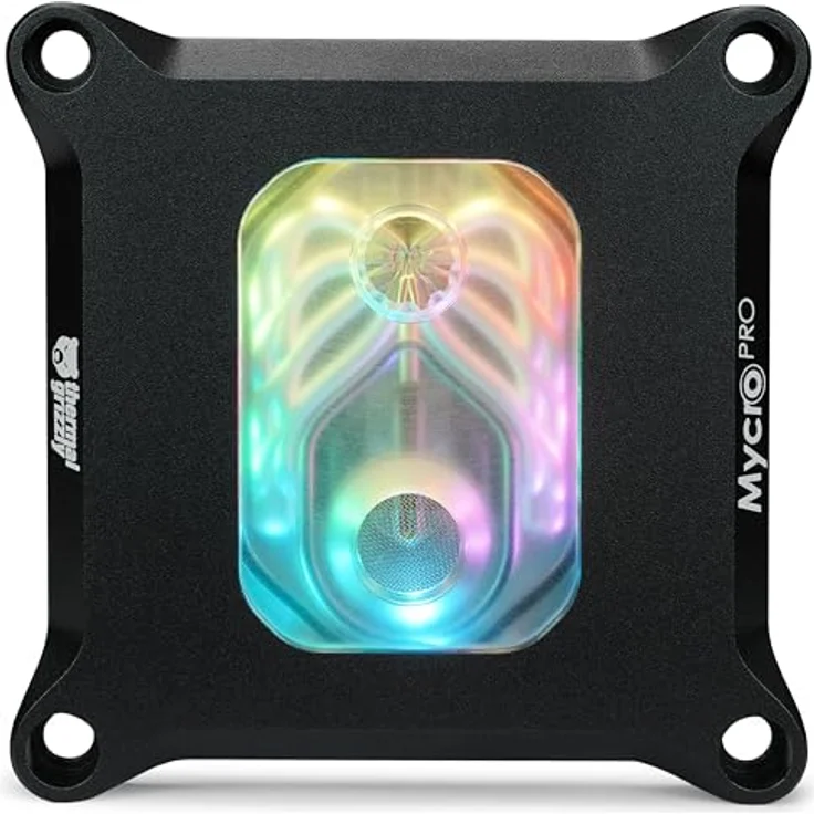 Thermal Grizzly Mycro Pro RGB, High Performance Wasserkühlungsblock G1/4 für Intel LGA1851/1700, vernickelte Kupfer-Coldplate mit 70 Mikrofinnen, integrierter Feinfilter und 5V 3-Pin ARGB-Beleuchtung, schwarz – Bild 1