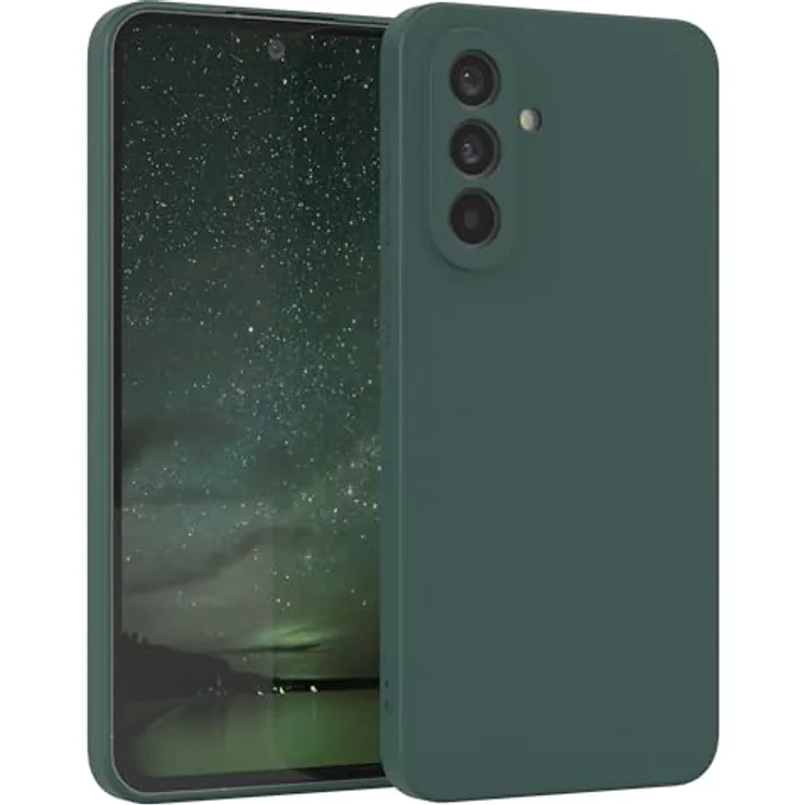 EAZY CASE Silikonhülle für Samsung Galaxy A56 5G, stoßfeste, dünne Schutzhülle mit Kameraschutz, Piniengrün