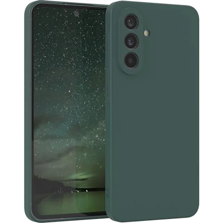 EAZY CASE Silikonhülle für Samsung Galaxy A56 5G, stoßfeste, dünne Schutzhülle mit Kameraschutz, Piniengrün – Bild 1