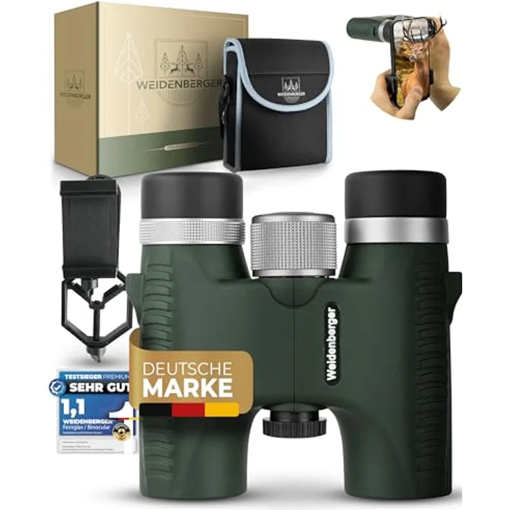 Weidenberger Fernglas 10x26, [TESTSIEGER] Magnesium, wasserdicht mit Nitrogenfüllung, BAK4 HD Prisma + FMC Objektiv, für Brillenträger geeignet, Grün – Bild 1