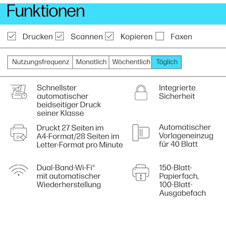 HP LaserJet MFP M235sdw, Multifunktions-Laserdrucker in Schwarzweiß, beidseitiger Druck, Kopieren, Scannen, Wi-Fi, 40-Blatt Dokumentenzuführung – Bild 2