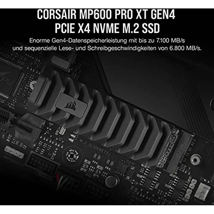 CORSAIR MP600 PRO XT - Solid-State-Disk - verschlüsselt - 2 TB - intern - M.2 2280 - PCI Express 4.0 x4 (NVMe) - 256-Bit-AES - integrierter Kühlkörper – Bild 2