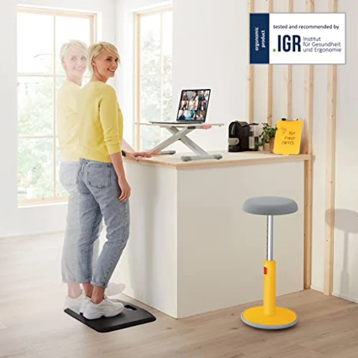 Leitz Schreibtisch-Aufsatz, Kompakter, Höhenverstellbarer Aufsatz für Laptops, TÜV- & IGR-zertifiziert, Schmal & Platzsparend, 700 x 350 mm, Ergo Cosy Serie, Weiß & Grau, 65330085 – Bild 4