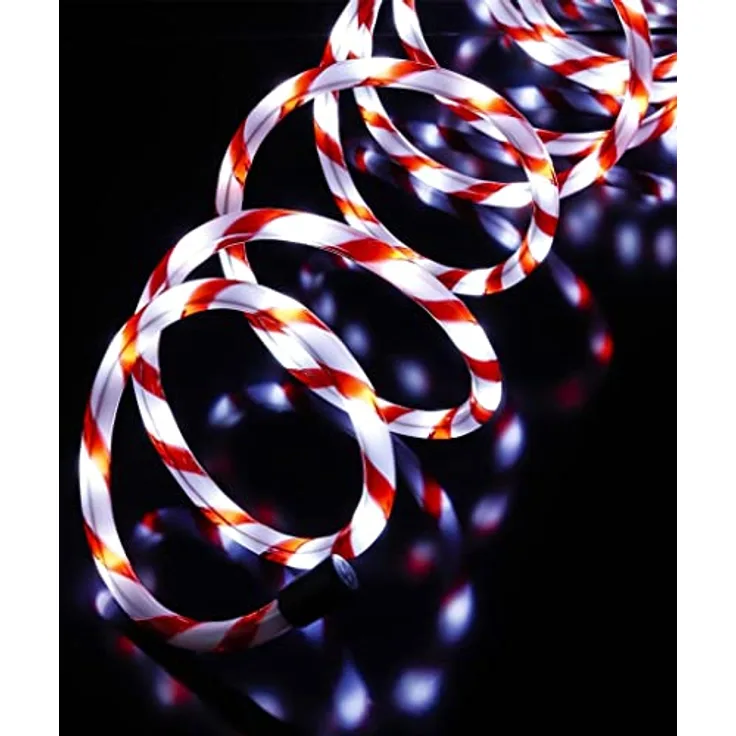 Haushalt International HI 76643 LED Lichterschlauch 6m flexibel 120LEDs rot-weiss 230V, für innen und aussen