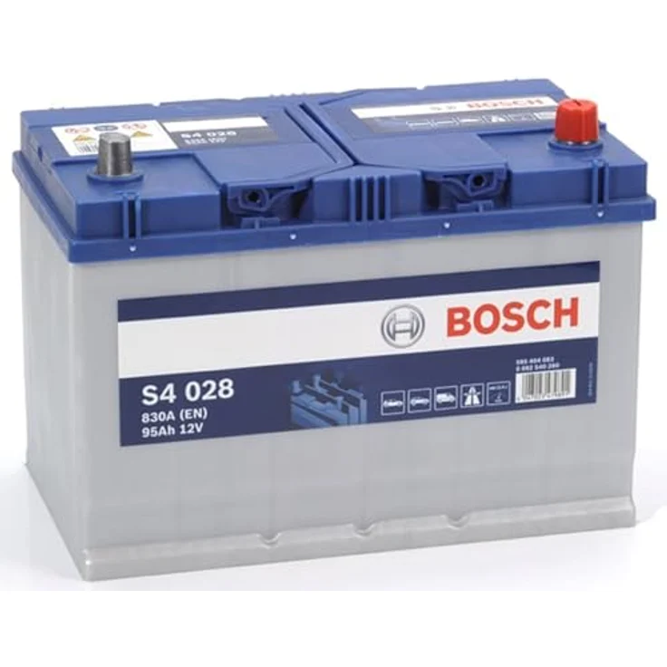 Bosch S4 028 Fahrzeugbatterie, 95 Ah, 12 V, 830 A, wartungsfrei, korrosionsbeständig, blau – Bild 2