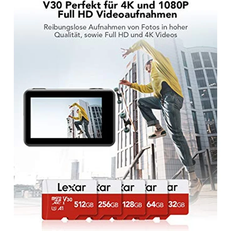 Lexar Micro SD Karte 32GB 3er Pack, UHS-I U3 A1 V30 C10, bis zu 100 MB/s, 4K UHD, SD Adapter für Kamera, Smartphone, Switch – Bild 3