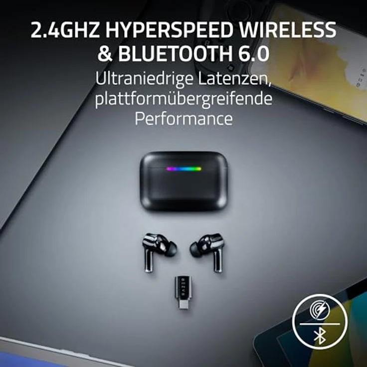 Razer Hammerhead V3 HyperSpeed, Kabellose Gaming-Ohrhörer mit ANC, 40 Std Akku, Wasserabweisend IPX4, Schwarz – Bild 2