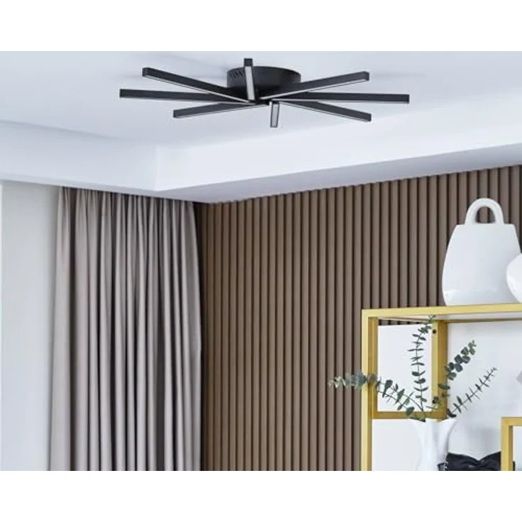 Lucande LED Deckenlampe dimmbar über Wandschalter, 43W warmweiß, Schwarz - Moderne Wohnzimmerlampe 4-stufig dimmbar – Bild 3