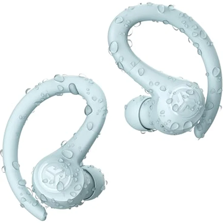 JLab Go Air Sport+ Bluetooth Kopfhörer, 35+ Std. True Wireless In Ear, IP55 schweißresistent, USB-C Ladecase, Be Aware-Modus, Hellblau – Bild 5