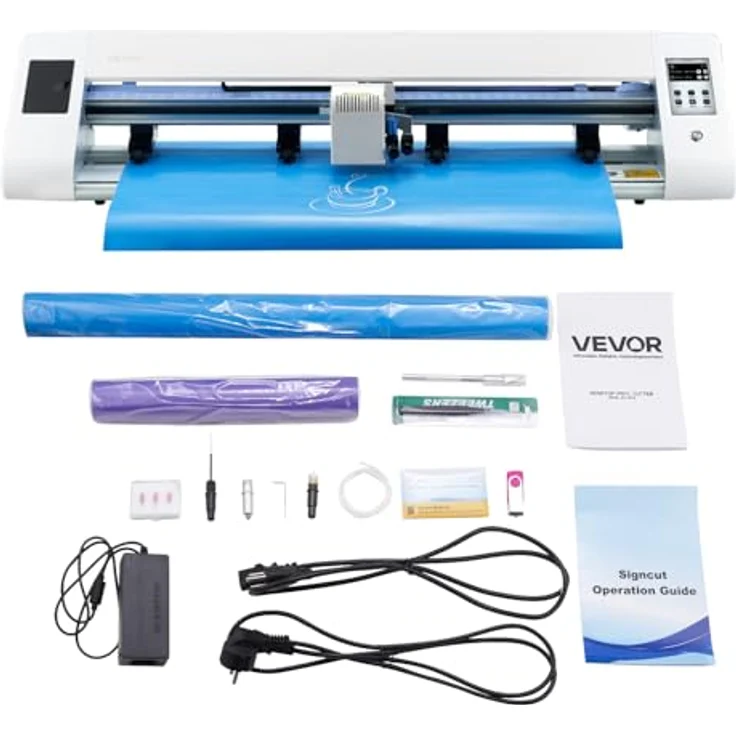 VEVOR Vinylschneider 60 cm, mit automatischer Kantenerkennung, Designsoftware & 2 Klingentypen, kompatibel mit SVG/EPS/PLT, weiß – Bild 1