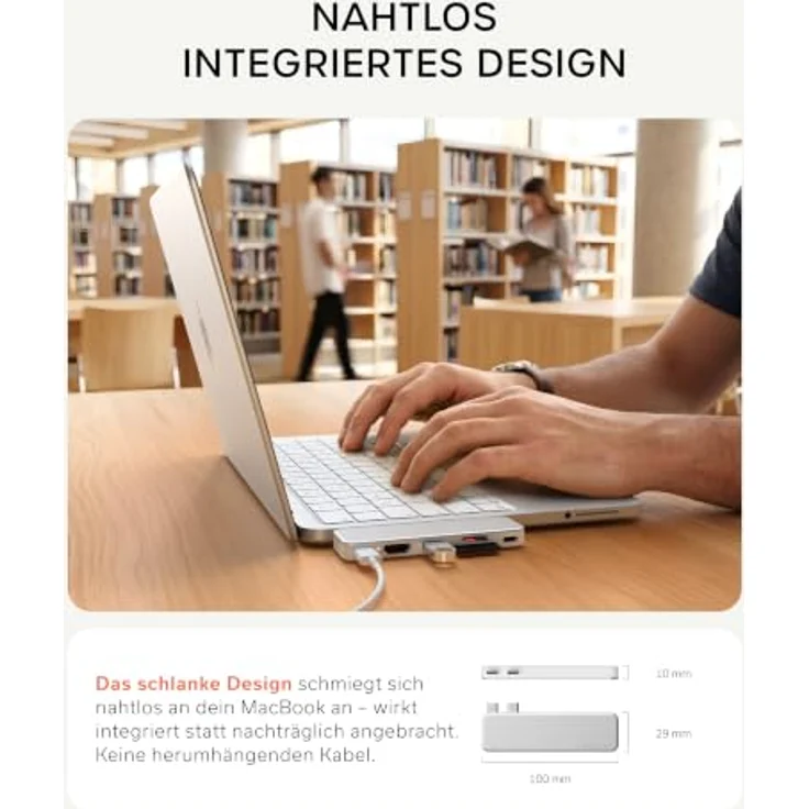 SATECHI USB-C Snap Hub 6-in-2 für MacBook Neo, Silber, 4K/60 Hz HDMI, USB-A und USB-C Ports, SD/microSD-Kartenleser, 45 W Passthrough-Laden – Bild 4