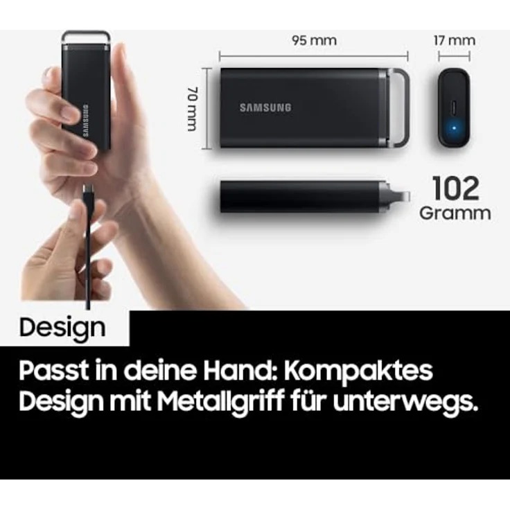Samsung Portable SSD T5 EVO, 4 TB, USB 3.2 Gen. 1, 460 MB/s Lesen, 460 MB/s Schreiben, Externe Festplatte für Mac, PC, Android, Smart TVs und Spielkonsolen, Inkl. USB-C-Kabel, MU-PH4T0S/EU – Bild 3