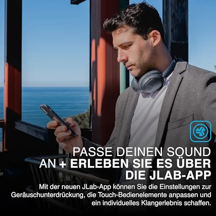 JLab JBuds LUX ANC Smart-Kopfhörer Graphit - Kabellose Over-Ear-Kopfhörer mit Mikrofon, 70+ Stunden Spielzeit, Faltbare Bluetooth, Multipoint und anpassbarem Sound – Bild 4