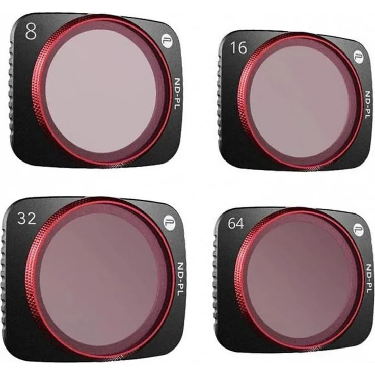 Pgytech ND-PL Filter Set für DJI AIR 2S, professionelles Drohnen Zubehör mit deutscher SCHOTT-Optik, rot-schwarz
