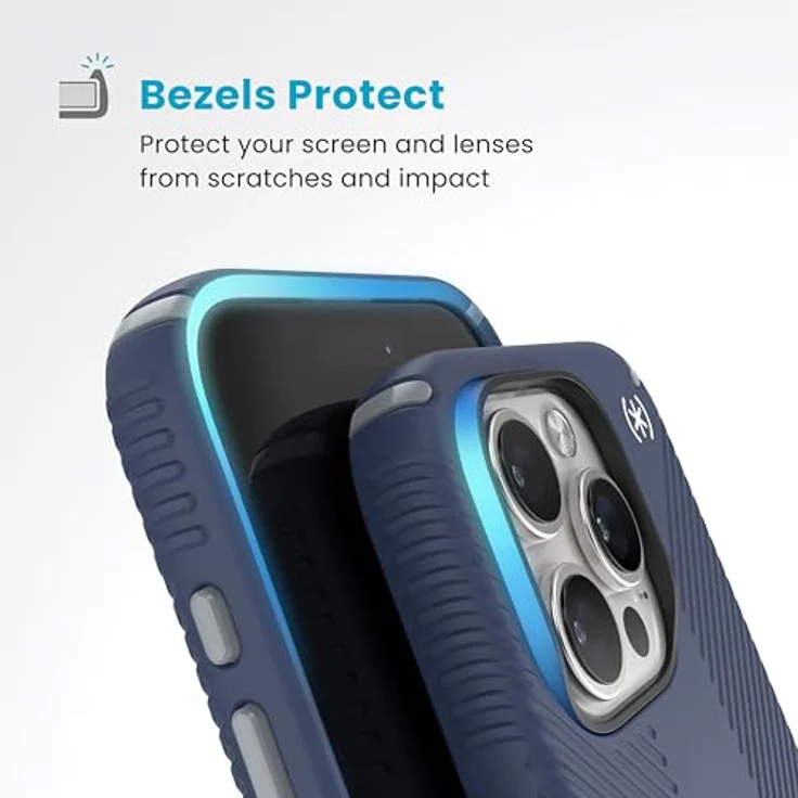 Speck Presidio 2 Grip iPhone 16 Pro Hülle - MagSafe, ClickLock, 4m Fallschutz, Küstenblau/Staubgrau – Bild 5