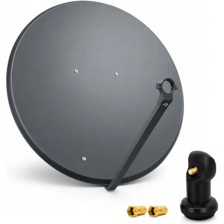 PremiumX PXS100 Satelliten-Komplettanlage 100cm, Anthrazit, mit wasserdichtem Single LNB und F-Stecker für 1 Teilnehmer, 4K UHD Unterstützung – Bild 1