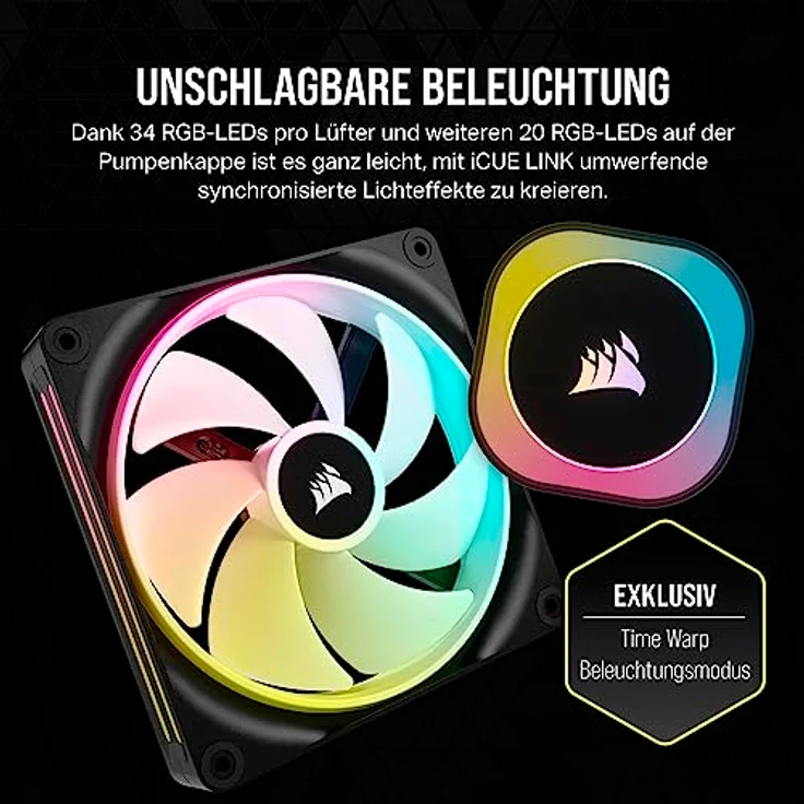 CORSAIR iCUE LINK H115i RGB Flüssig-CPU-Kühler - 280mm AIO - QX140 RGB-Lüfter - Passend Für Intel® LGA 1700, AMD® AM5 - iCUE LINK System Hub Enthalten - Schwarz – Bild 5