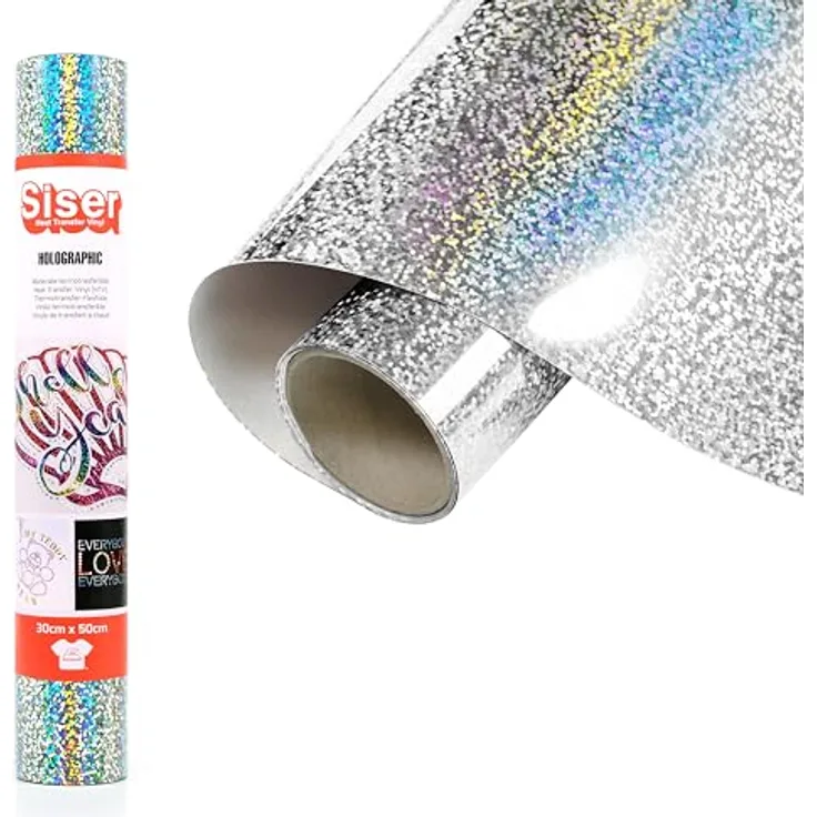 Siser Holografische Rolle, Schnittbreite 30 cm, farbverändernde 3D-Effekte in Silber