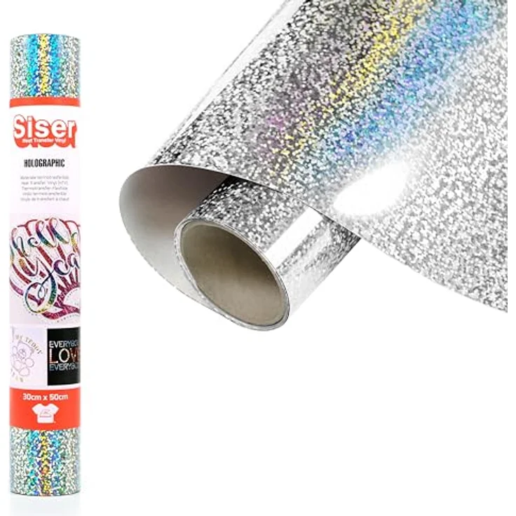 Siser Holografische Rolle, Schnittbreite 30 cm, farbverändernde 3D-Effekte in Silber – Bild 1