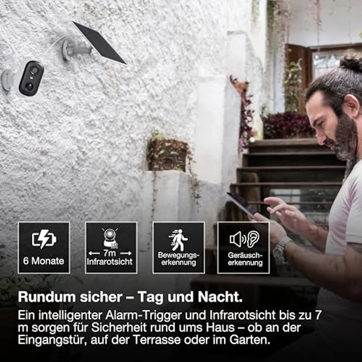 OSRAM SMART+ WIFI OUTDCAMERA BATTERY SOLAR, Überwachungskamera mit IP66 Schutz, PIR-Bewegungserkennung, weiße Farbe – Bild 4