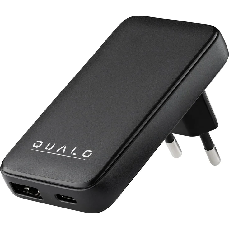 QUALO GaN Ultra Slim USB-A Wandladegerät, USB-C PD 45W, schwarz