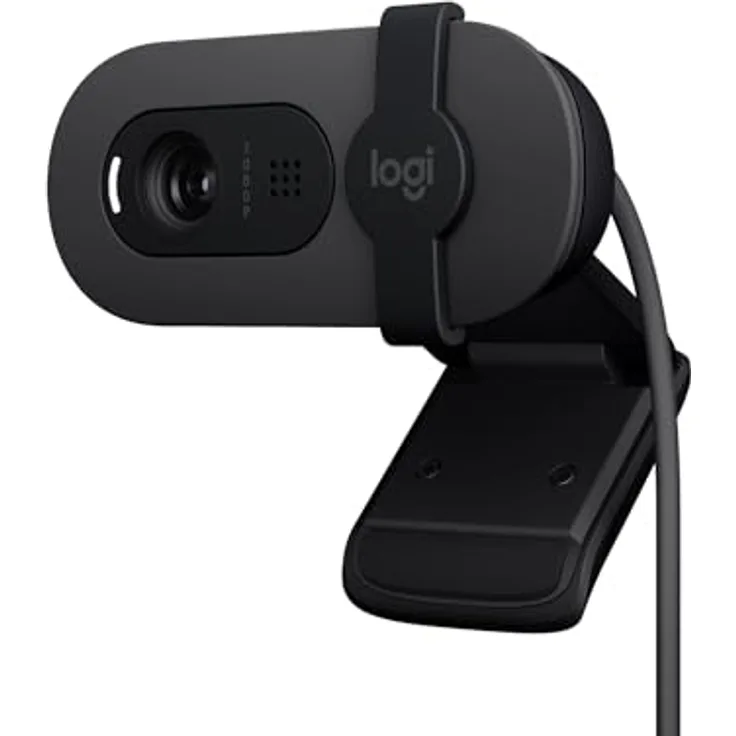 Logitech Brio 100 Full HD-Webcam für Meetings und Streaming, Auto-Lichtausgleich, integriertes Mikrofon, Abdeckblende, USB-A, für Microsoft Teams, Google Meet, Zoom und mehr - Graphit