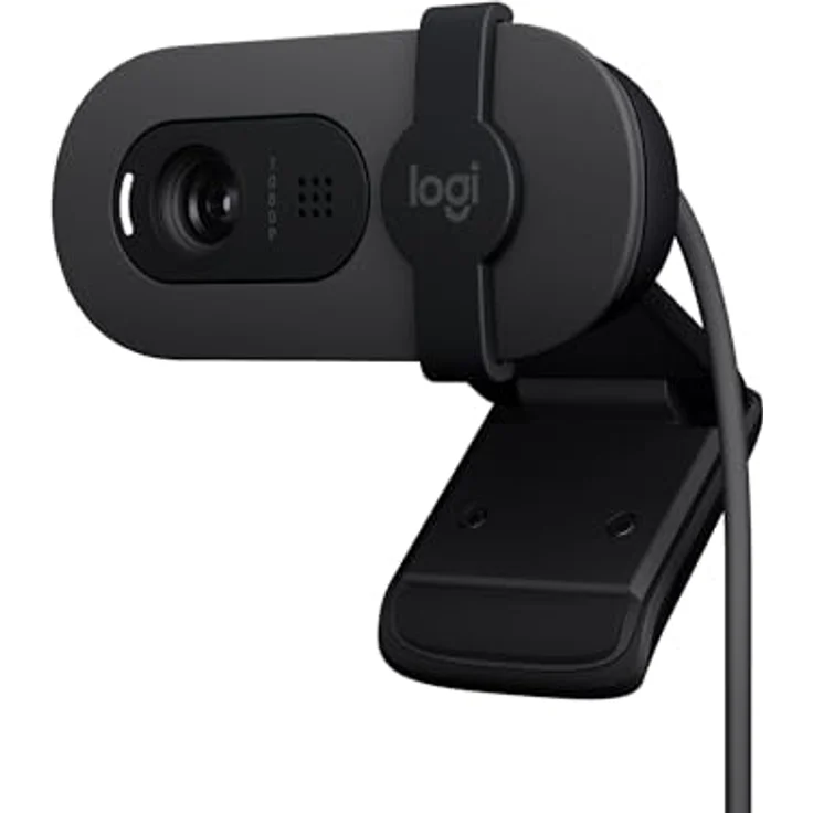Logitech Brio 100 Full HD-Webcam für Meetings und Streaming, Auto-Lichtausgleich, integriertes Mikrofon, Abdeckblende, USB-A, für Microsoft Teams, Google Meet, Zoom und mehr - Graphit – Bild 1