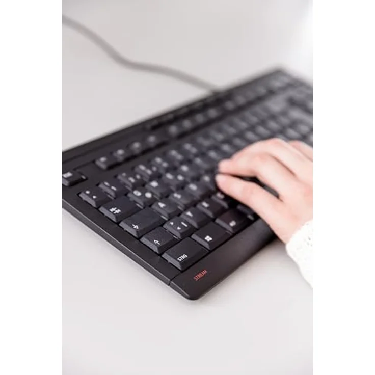 CHERRY Stream Keyboard TKL, Kabelgebundene Tastatur ohne Nummernblock, Schweizer Layout (QWERTZ), Flüsterleise Tasten, Weiß-Grau – Bild 2