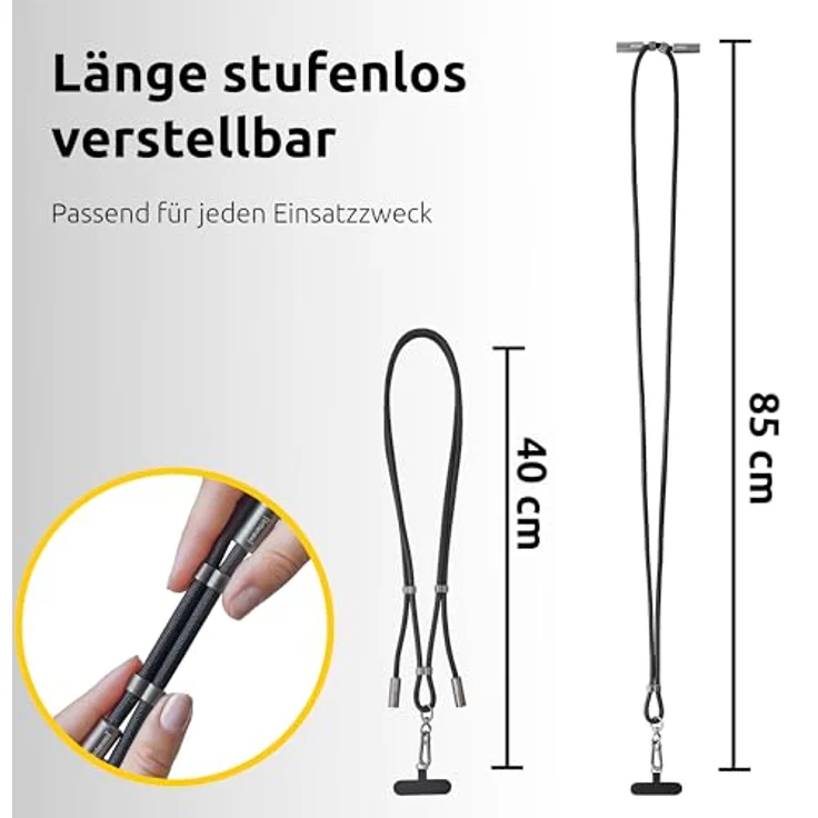 Intenso USB-C Lade- und Datenkabel Handykette, 60W, 480 Mbps, größenverstellbar, Nylon, schwarz – Bild 5