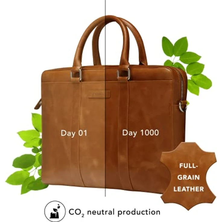 dbramante1928 - Nordborg Laptoptasche 15 Zoll für Damen & Herren - Aktentasche mit abnehmbarem & verstellbarem Schultergurt - Aus echtem Vollnarbenleder - Tan N.E. (2nd Gen) – Bild 4
