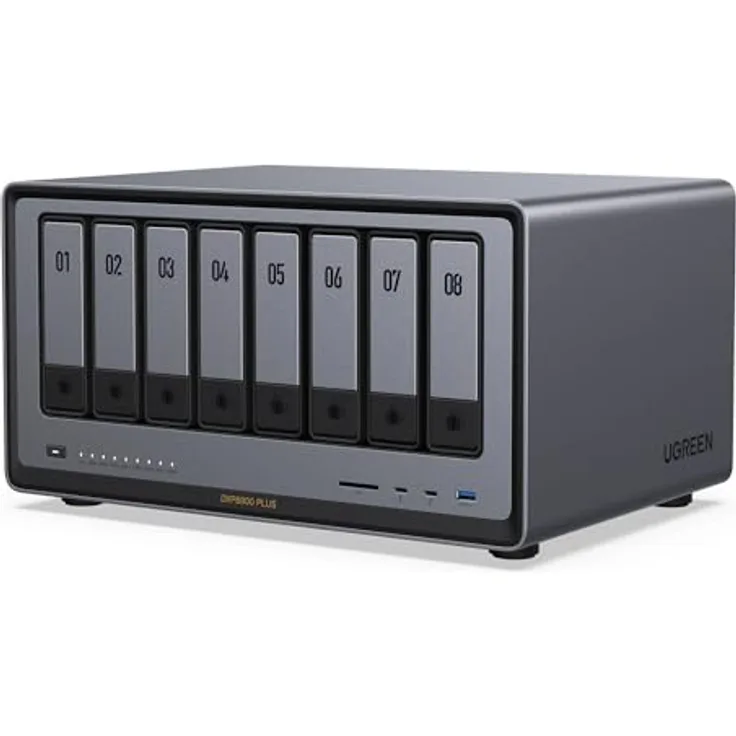 UGREEN NASync DXP8800 Plus 8-Bay Desktop NAS, Intel i5 1235u 10-Core CPU, 8GB DDR5 RAM, 128G SSD, 2 * 10GbE, 2*M.2 NVMe Steckplätze, 8K HDMI, 2*TBT4, Network Attached Storage (Diskless)