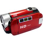 Lixada Digitalkamera Videorecorder 16X F-ocus Zoom, 2,7 Zoll TFT-Display, roter Camcorder mit SD-Kartenunterstützung und 600 mAh Akku