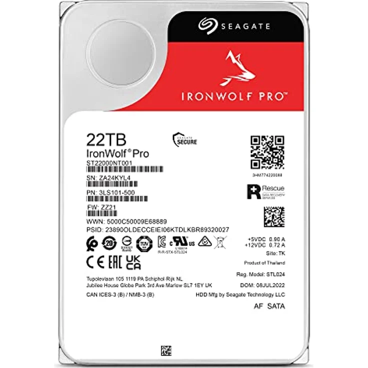 Seagate IronWolf Pro, NAS interne Festplatte 22 TB, 3.5 Zoll, 7200 U/Min, CMR, 256 MB Cache, SATA 6 GB/S, inkl. 3 Jahre Rescue Service, Modellnr.: ST22000NT001 – Bild 2