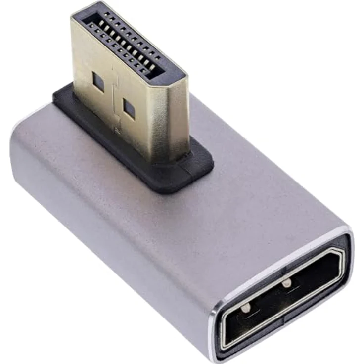 InLine DisplayPort 1.4 Adapter, 90° vertikal links gewinkelt, DP Stecker zu Buchse, 8K-kompatibel, vergoldete Kontakte, kompaktes Design, 17291I – Bild 3