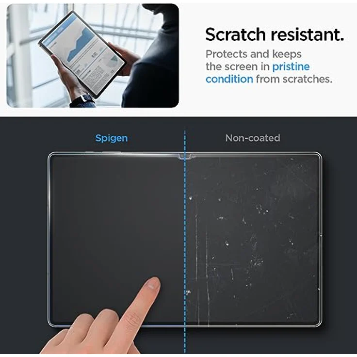 Spigen Glas.tR EZ Fit Schutzfolie kompatibel mit Samsung Galaxy Tab S9 Ultra, 14.6 Zoll, Schablone für Installation, Kristallklar, Kratzfest, 9H Härte Folie – Bild 4