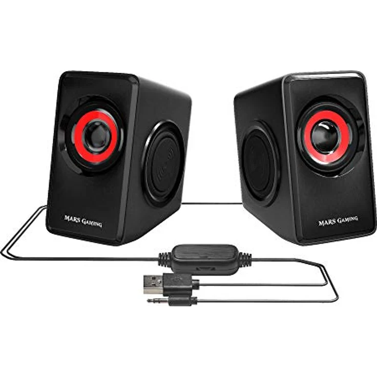 Mars Gaming MS1, Gaming-Lautsprecher, 6 Treiber, kompakt, USB, schwarz und rot – Bild 3