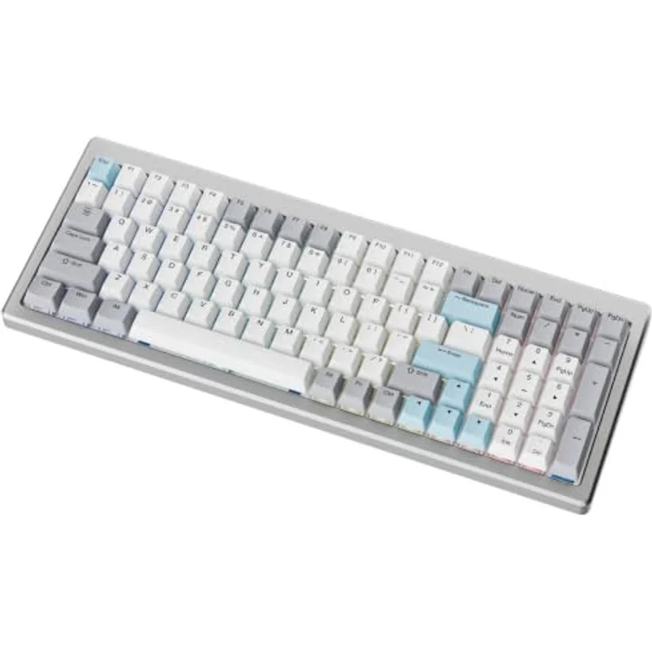 Ducky Cushion 98 Gaming-Tastatur, 96%, US-Layout (ANSI), leise Shush Green Switches, RGB, Silber – Bild 3