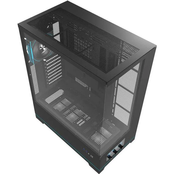 Darkflash Tech Darkflash DY451L PRO PC Gehäuse, mATX/ITX/ATX, mit ARGB-Beleuchtung, gehärteter Glas-Seitenwand, Schwarz