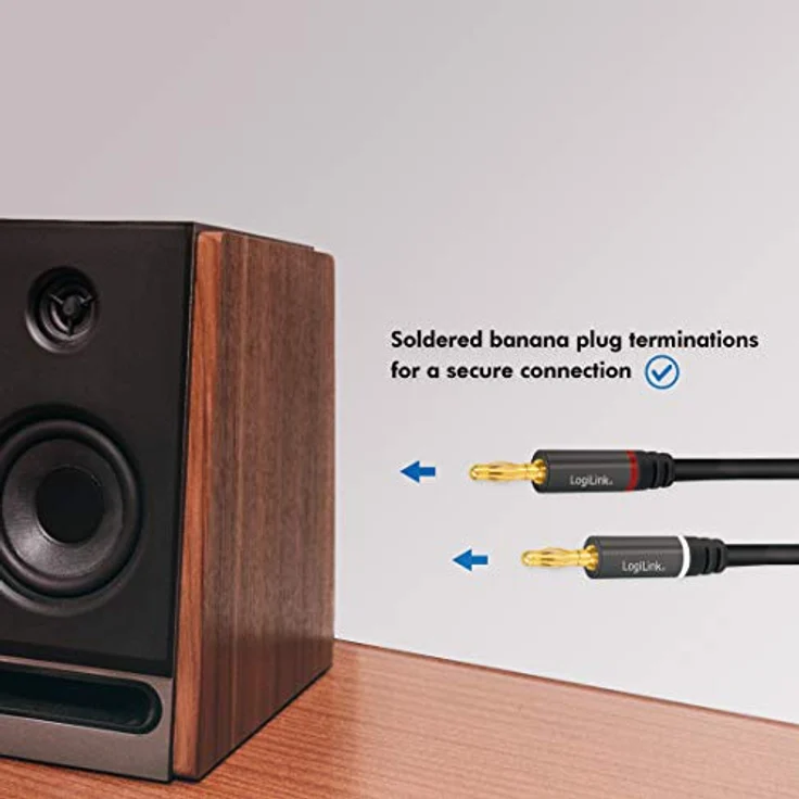 LogiLink CA1210 - Lautsprecherkabel 2x 2 Bananenstecker mit vergoldeten Kontakten, Farbcodierung und Nylon Aussengeflecht, 3m – Bild 3