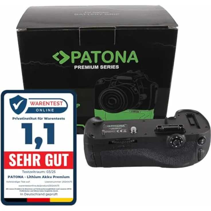 Patona Batteriegriff für Nikon D800/D800E/D810, ergonomischer Batteriegriff mit IR-Fernbedienung, Schwarz