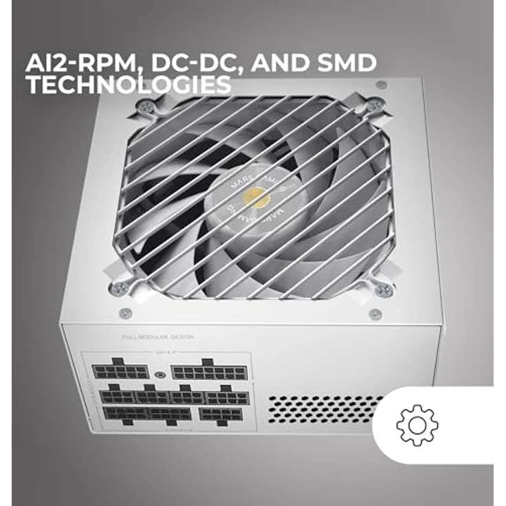 Mars Gaming MPB650SIM, Vollmodulares ATX 650W Netzteil, 80Plus Bronze, 7 Jahre Garantie, weiß, mit AI2-RPM-Technologie und SI 120mm Lüfter – Bild 4