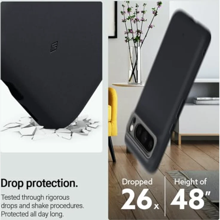 Caseology Nano Pop für Google Pixel 8 Pro Hülle, Militärstandard Fallschutz, Seitliche Griffmuster, [Zweitonfarbe] - Schwarz Sesam – Bild 4