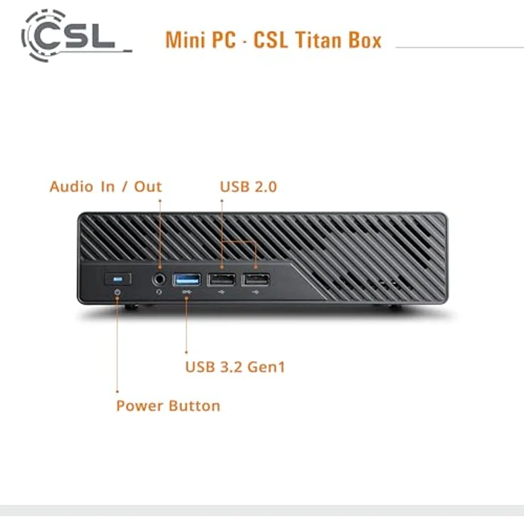 CSL TitanBox i9-12900H, Mini PC mit 14 Kernen, 96 Go DDR5 RAM, 2000 GB M.2 SSD, schwarz – Bild 3