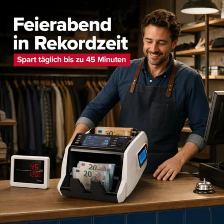 OLYMPIA Banknotenzähler NC 580 Plus, Geldzählmaschine mit Echtheitsprüfung und LED-Display, 1.000 Banknoten pro Minute – Bild 3